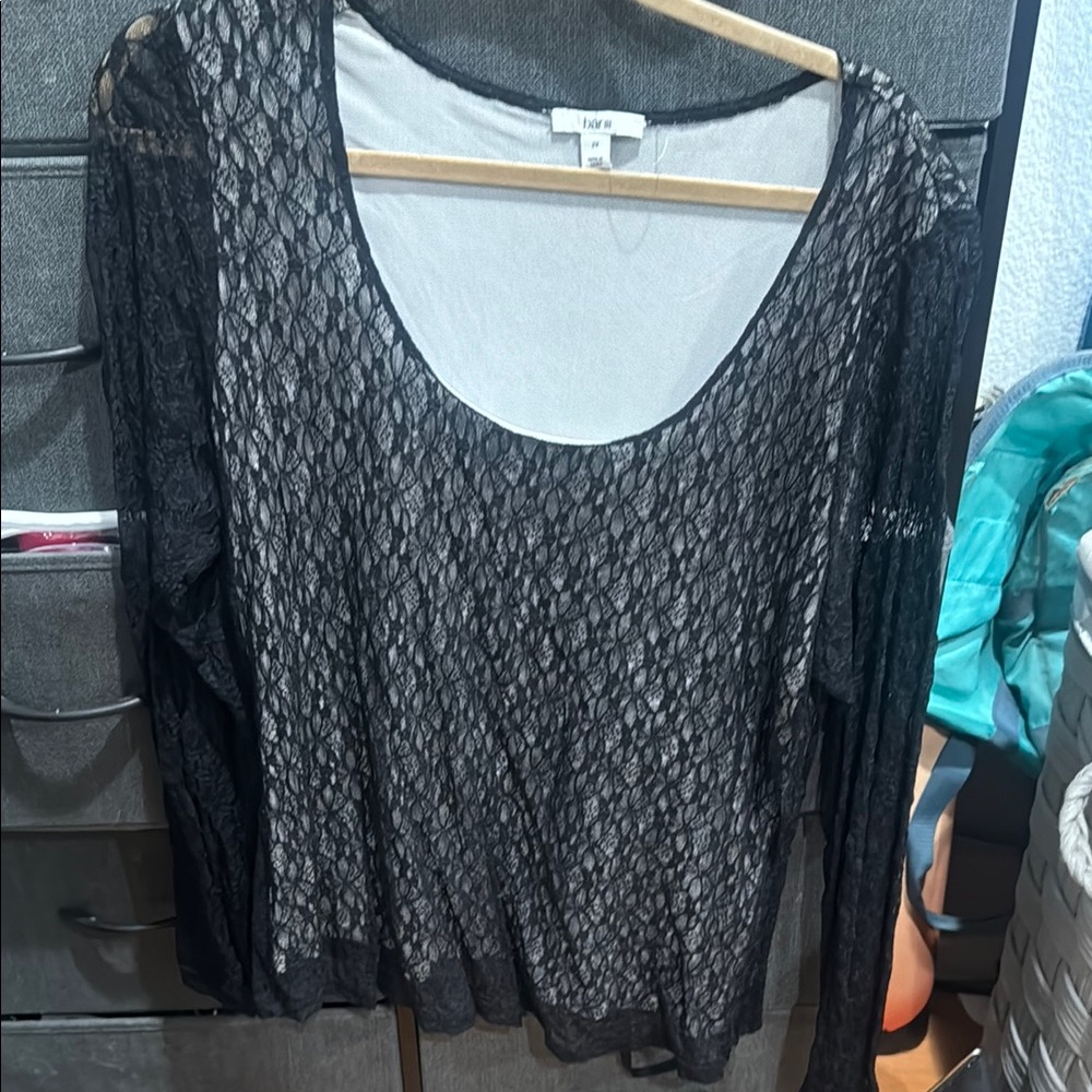 Bar III Sheer Long Sleeve Blouse